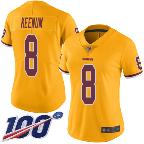 Washington Redskins Limited Gold Women Case Keenum Jersey NFL Football 8 100th Season Rush Vapor